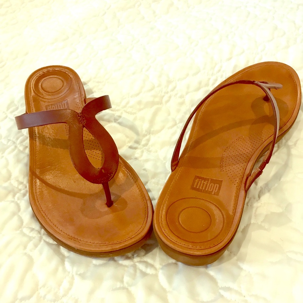 Fitflop Cognac Strata Leather Sandal Size 9